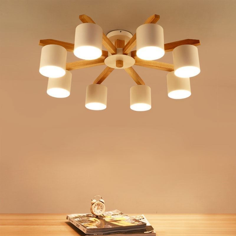 Lampada a sospensione Nordic in ferro e legno, 5/6/8 luci, attacco E26/E27