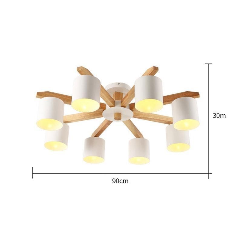 Lampada a sospensione Nordic in ferro e legno, 5/6/8 luci, attacco E26/E27