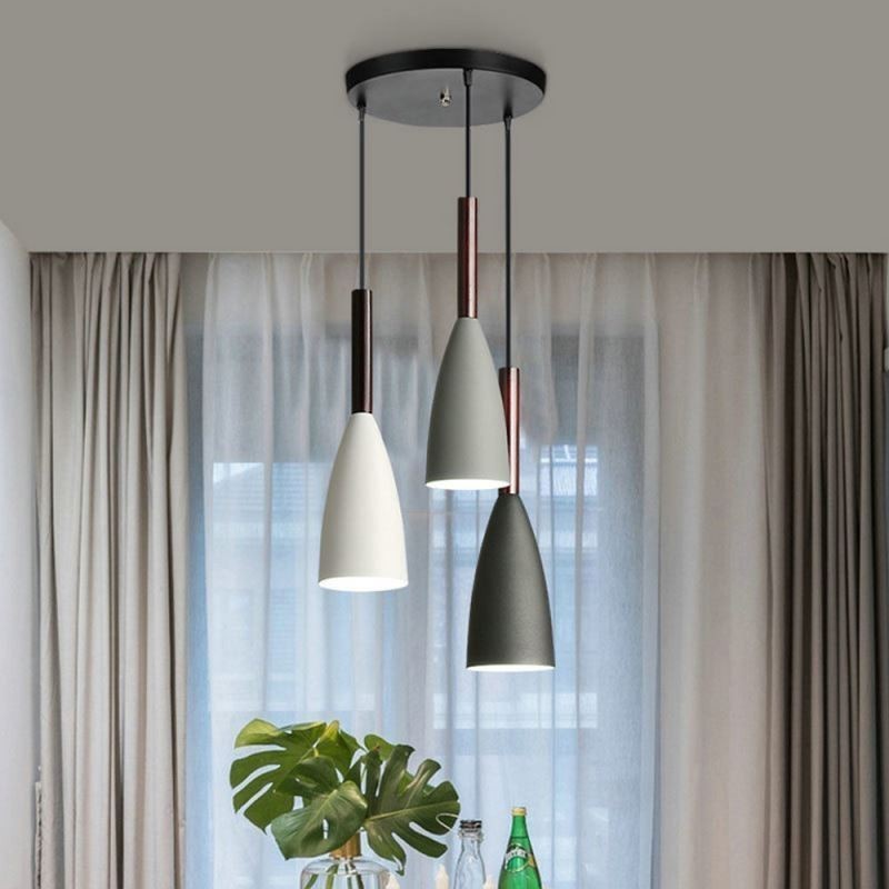 Lampada a sospensione moderna semplice a 3 luci in alluminio per bar 36x36 cm