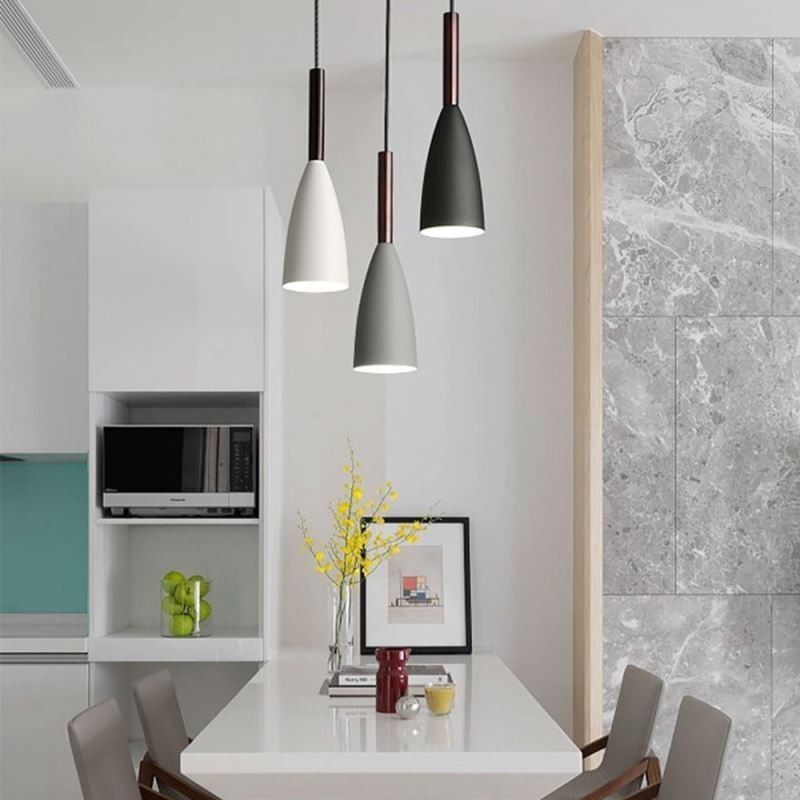Lampada a sospensione moderna semplice a 3 luci in alluminio per bar 36x36 cm