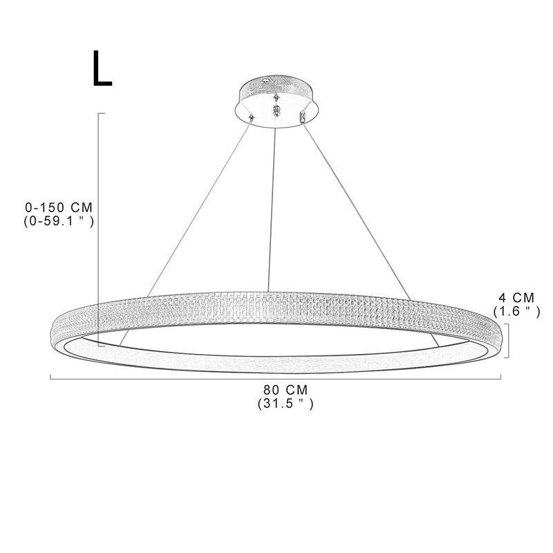 Lampada a sospensione LED ad anello in acrilico, design minimalista