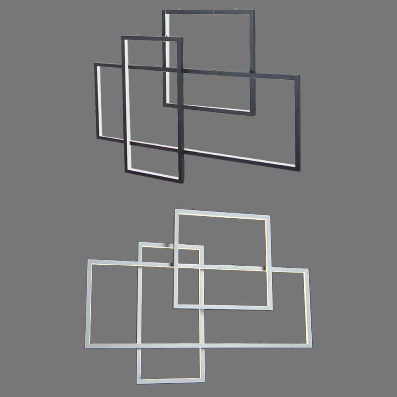 Lampada a sospensione nordica geometrica quadrata in alluminio e acrilico, 50W, 4000 lm, regolabile