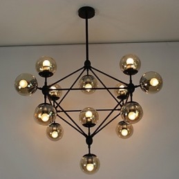 Lampadario retrò 15 luci in vetro nero