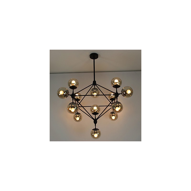 Lampadario retrò 15 luci in vetro nero
