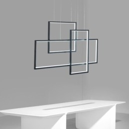 Lampada a sospensione nordica geometrica quadrata in alluminio e acrilico, 50W, 4000 lm, regolabile