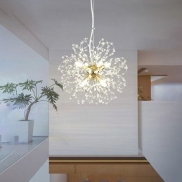 Lampadario a sospensione LED con pendenti in cristallo a forma di tarassaco 42x42 cm