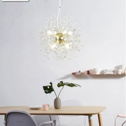 Lampadario a sospensione LED con pendenti in cristallo a forma di tarassaco 42x42 cm