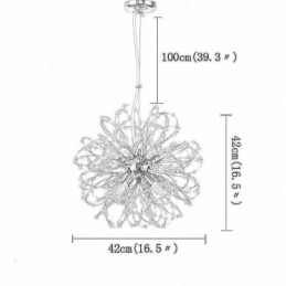 Lampadario a sospensione LED con pendenti in cristallo a forma di tarassaco 42x42 cm