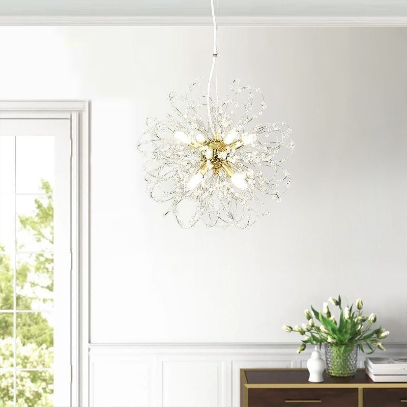 Lampadario a sospensione LED con pendenti in cristallo a forma di tarassaco 42x42 cm
