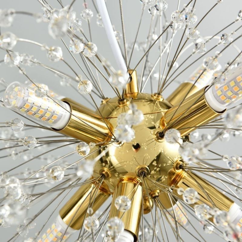 Lampadario a sospensione LED con pendenti in cristallo a forma di tarassaco 42x42 cm
