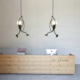 Lampada a sospensione moderna semplice a forma di omino 26×40 cm E26/E27