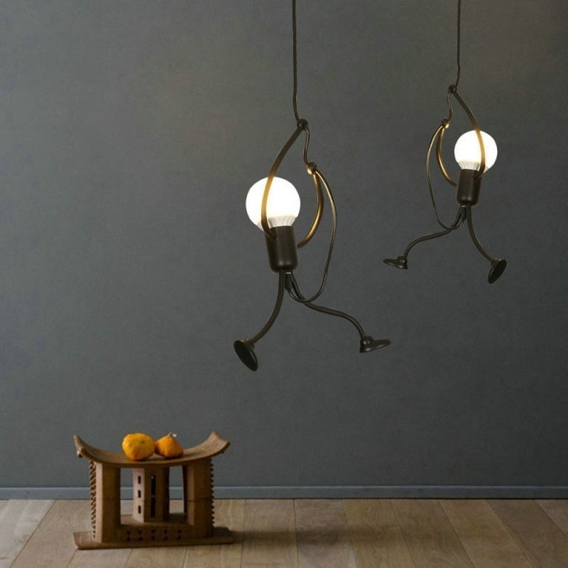 Lampada a sospensione moderna semplice a forma di omino 26×40 cm E26/E27