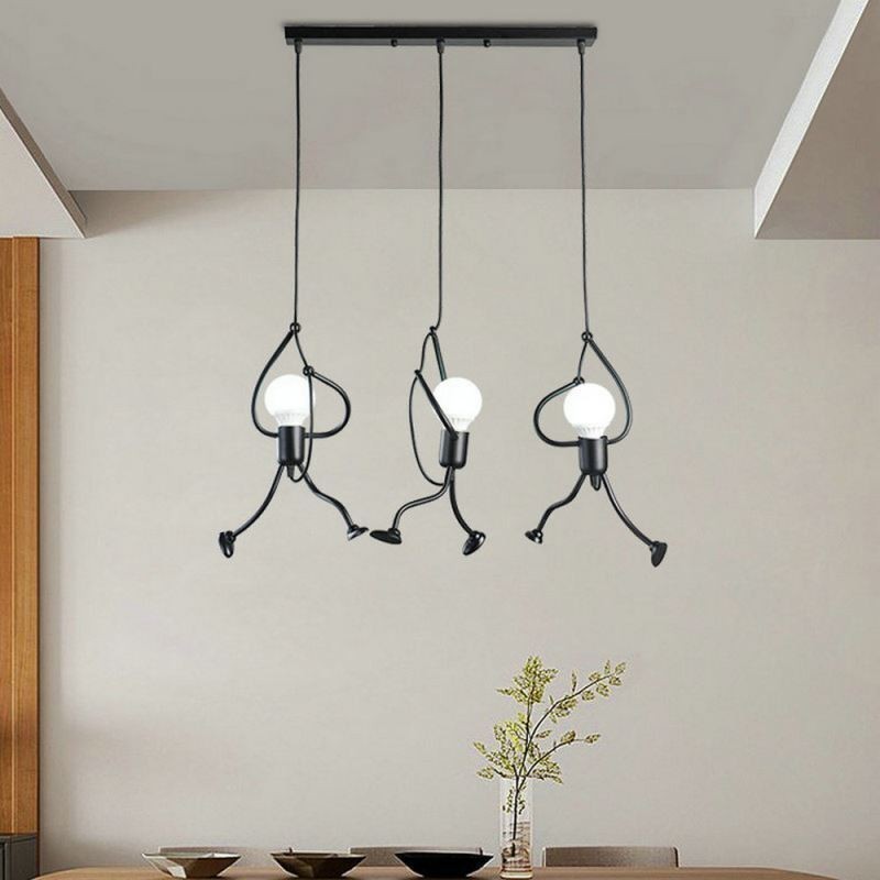 Lampada a sospensione moderna a forma di omino con 3 luci E26/E27