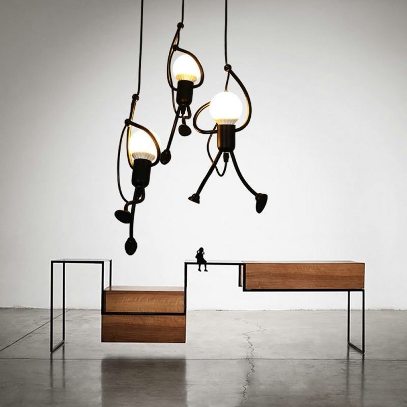 Lampada a sospensione moderna a forma di omino con 3 luci E26/E27