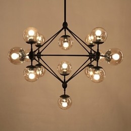 Lampadario retrò 15 luci in vetro nero
