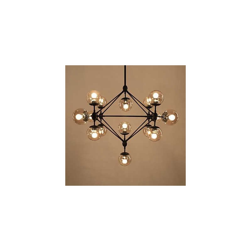Lampadario retrò 15 luci in vetro nero