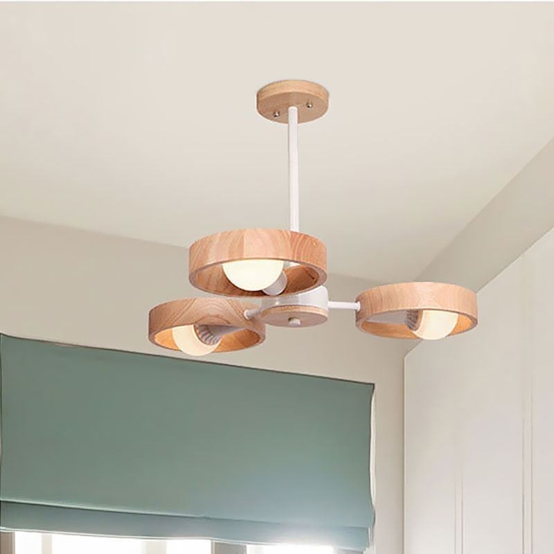Lampada a sospensione nordica in legno, 3/5/6/8 luci, base E26/E27