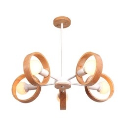 Lampada a sospensione nordica in legno, 3/5/6/8 luci, base E26/E27
