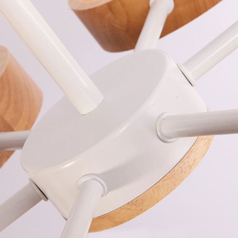 Lampada a sospensione nordica in legno, 3/5/6/8 luci, base E26/E27