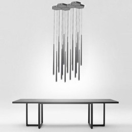 Lampada a sospensione cilindrica moderna con 3 luci LED, alluminio e acrilico, cavo 120 cm