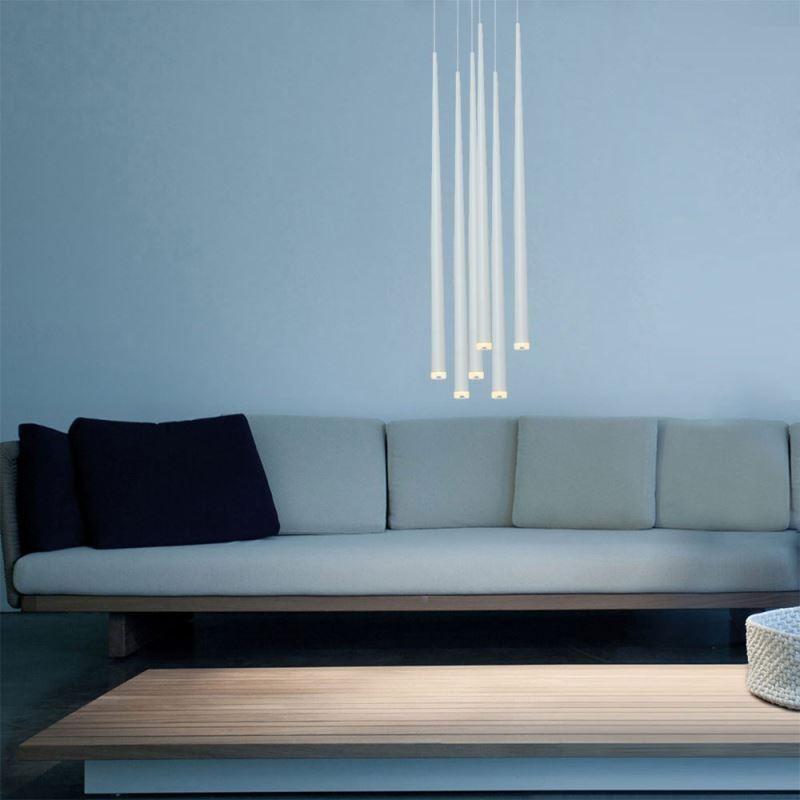 Lampada a sospensione cilindrica moderna con 3 luci LED, alluminio e acrilico, cavo 120 cm