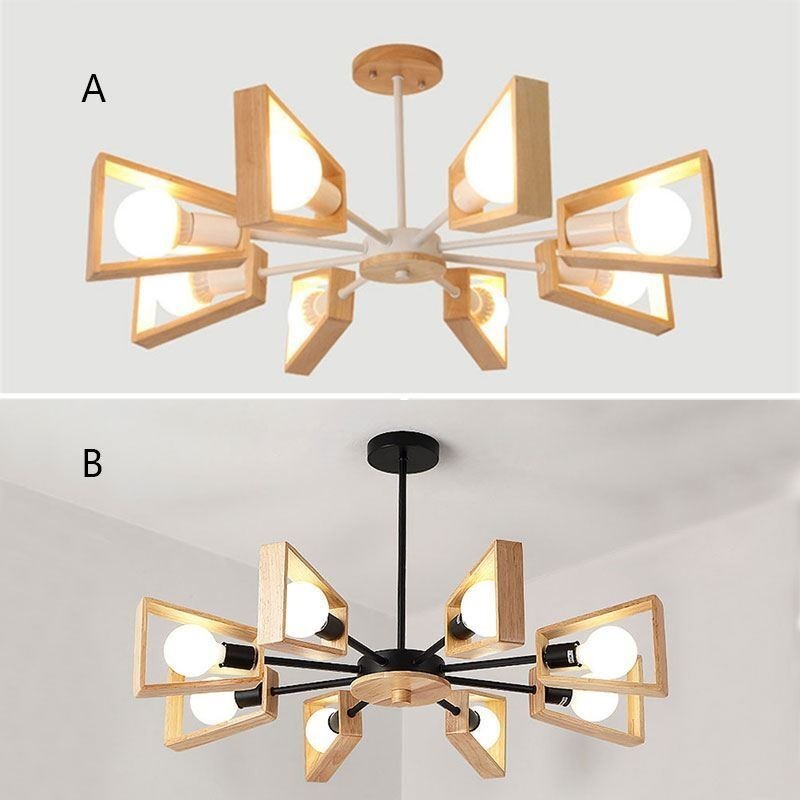 Lampada a sospensione moderna a ventaglio in legno