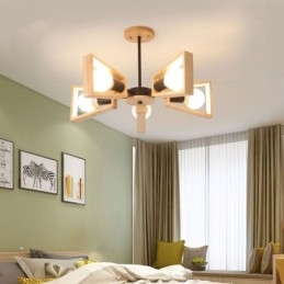 Lampada a sospensione moderna a ventaglio in legno