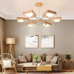 Lampada a sospensione moderna a ventaglio in legno