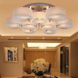 Lampadario a filo moderno contemporaneo in metallo cromato con paralume in acrilico bianco