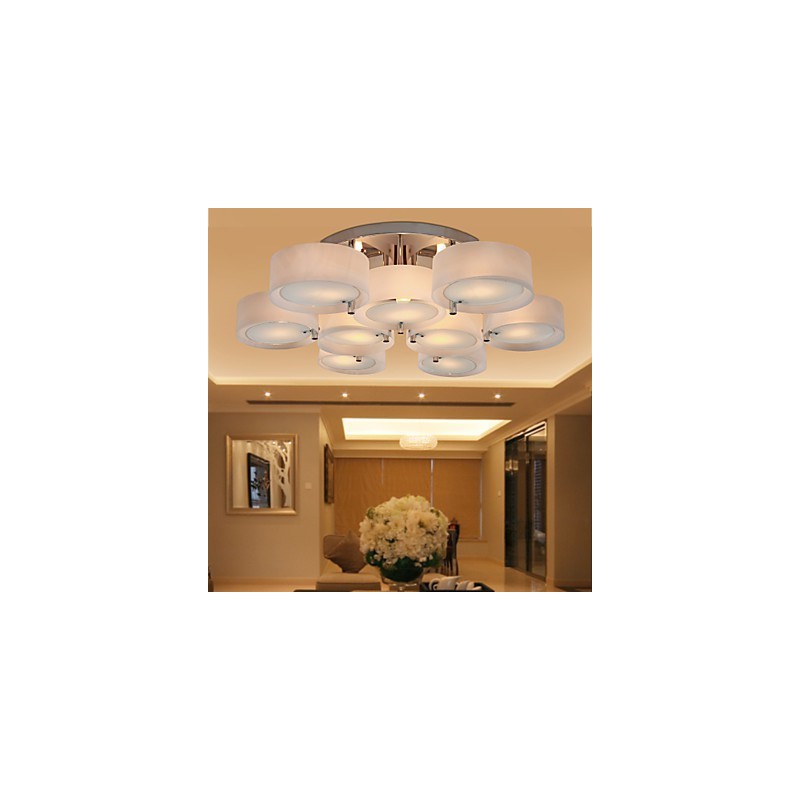 Lampadario a filo moderno contemporaneo in metallo cromato con paralume in acrilico bianco