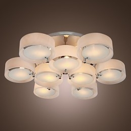 Lampadario a filo moderno contemporaneo in metallo cromato con paralume in acrilico bianco