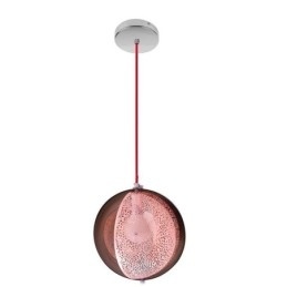 Lampada a sospensione moderna oro rosa con paralume in vetro semicircolare