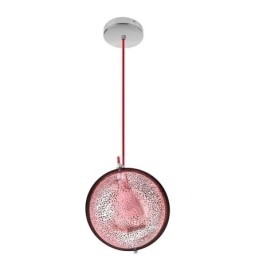 Lampada a sospensione moderna oro rosa con paralume in vetro semicircolare