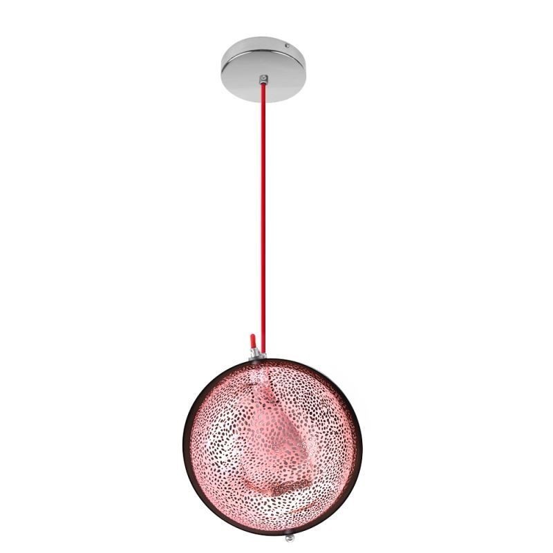 Lampada a sospensione moderna oro rosa con paralume in vetro semicircolare