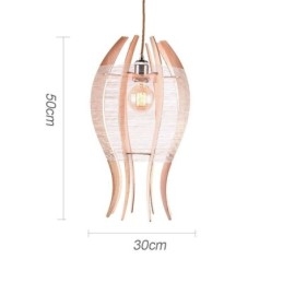 Lampada a sospensione in legno a forma di pesce, stile nordico, 30×30×50 cm