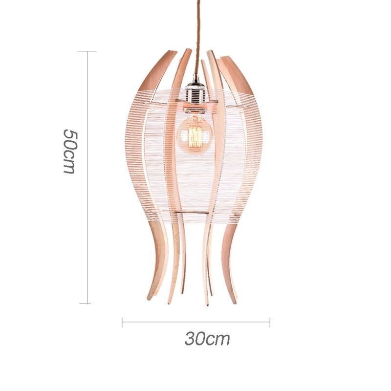 Lampada a sospensione in legno a forma di pesce, stile nordico, 30×30×50 cm