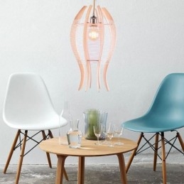 Lampada a sospensione in legno a forma di pesce, stile nordico, 30×30×50 cm