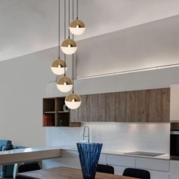 Lampada a sospensione nordica a cerchio 5 luci E26/E27 in vetro