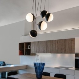 Lampada a sospensione nordica a cerchio 5 luci E26/E27 in vetro