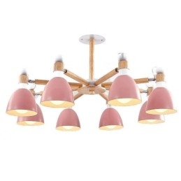 Lampada a sospensione in legno stile nordico macaron 3/6/8 luci E26/E27