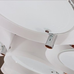 Lampadario a filo moderno contemporaneo in metallo cromato con paralume in acrilico bianco