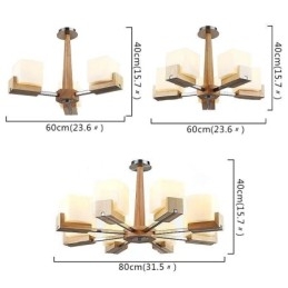 Lampadario a sospensione nordico in legno e vetro, 3/5/8 luci E26/E27