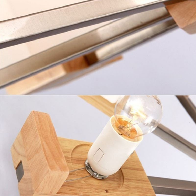 Lampadario a sospensione nordico in legno e vetro, 3/5/8 luci E26/E27