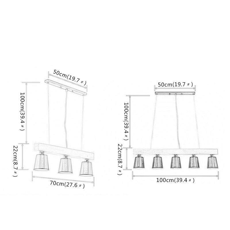 Lampadario a sospensione in legno stile nordico, 3 o 5 luci, E26/E27