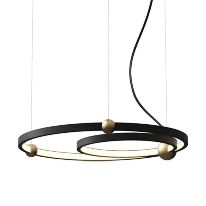 Lampada a sospensione nera Circle a 2 anelli LED 25W 2000 lm