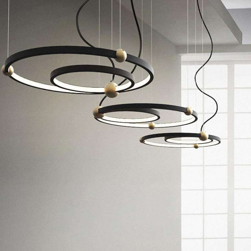 Lampada a sospensione nera Circle a 2 anelli LED 25W 2000 lm