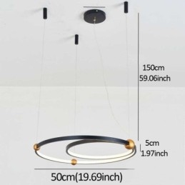 Lampada a sospensione nera Circle a 2 anelli LED 25W 2000 lm