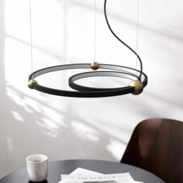 Lampada a sospensione nera Circle a 2 anelli LED 25W 2000 lm