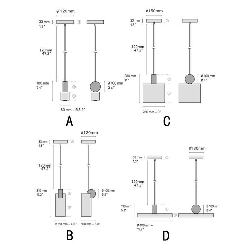 Lampada a sospensione moderna in acrilico geometrica