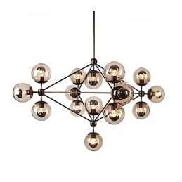 Lampadario retrò 15 luci in vetro nero